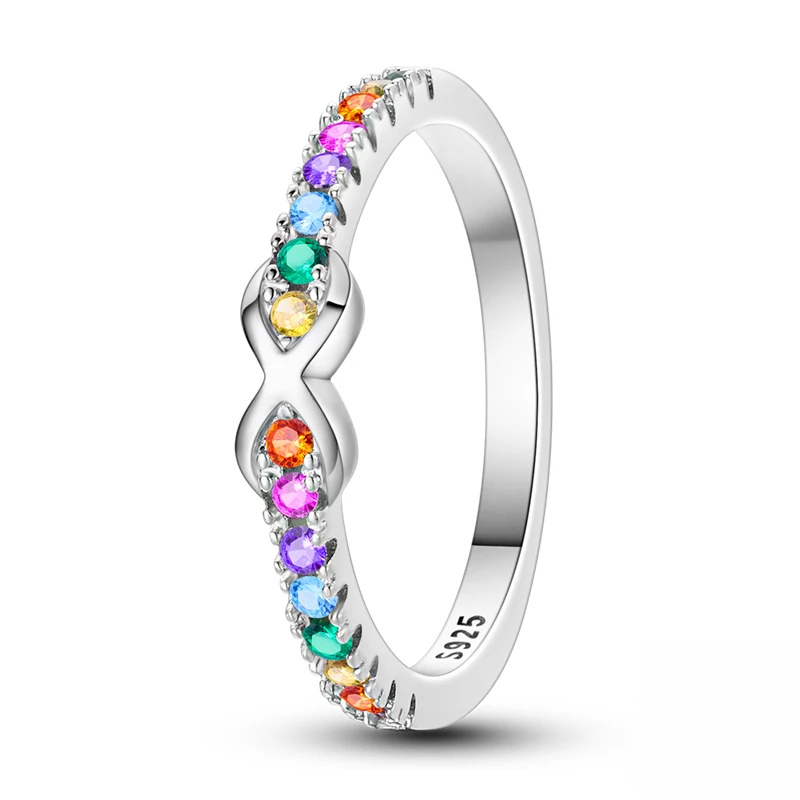 Bague Infini Multicolore Anneau Arc-en-Ciel Symbolique