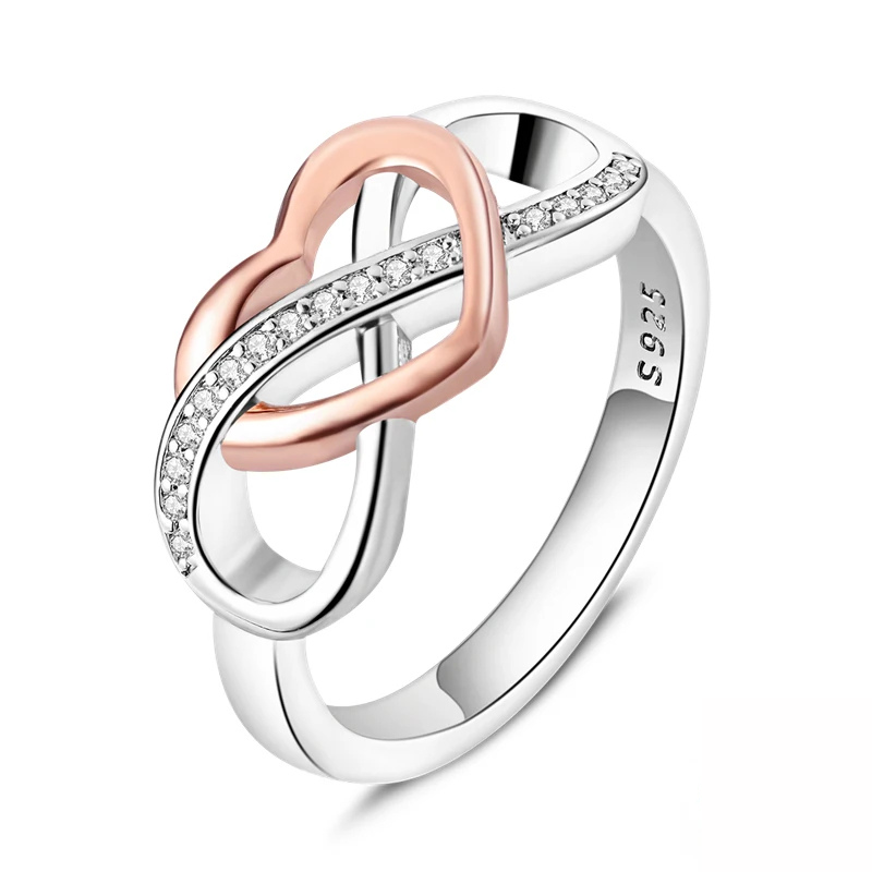Bague Cœur Infini Argent 925 & Or Rose – Amour Éternel & Élégance Intemporelle