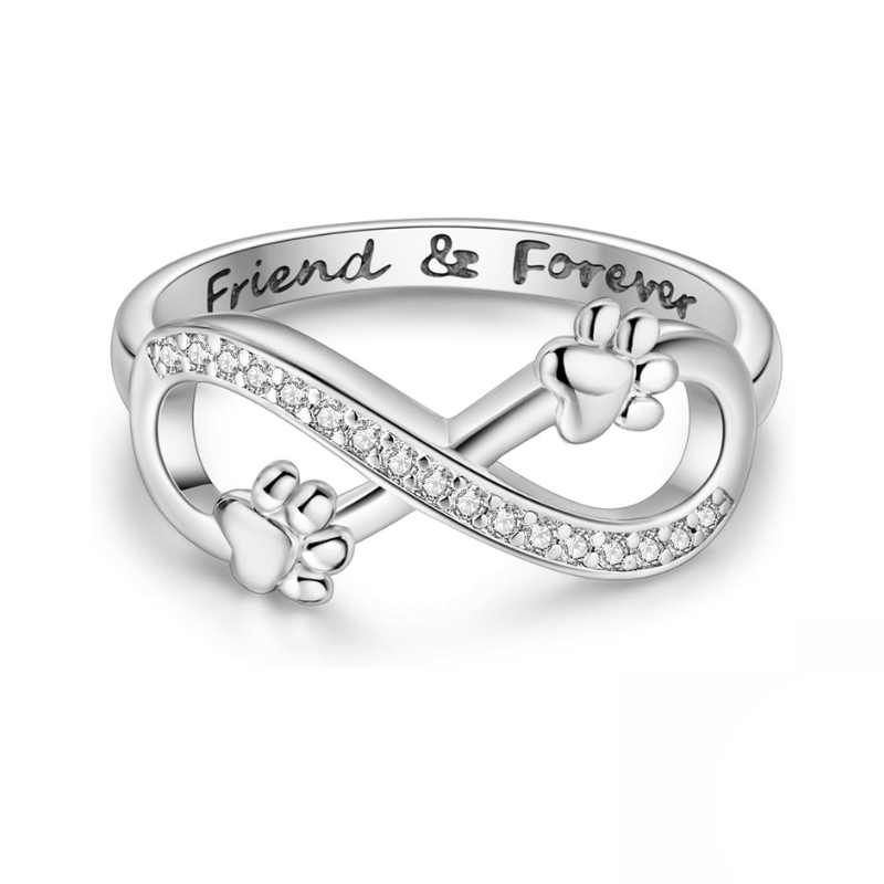 Bague Patte d'Amour Anneau Infini pour Amoureux des Animaux