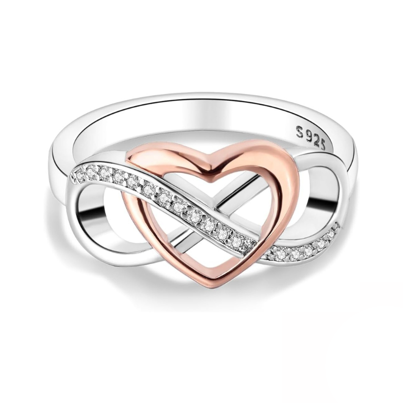 Bague Cœur Infini Argent 925 & Or Rose – Amour Éternel & Élégance Intemporelle