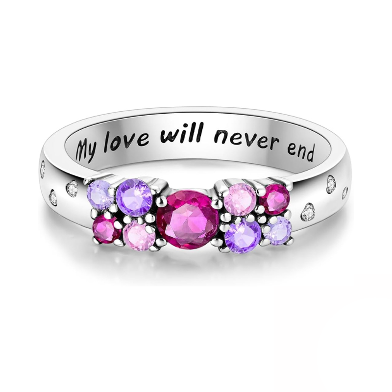 Bague "My Love Will Never End" Cristaux Rose & Violet Romantiques