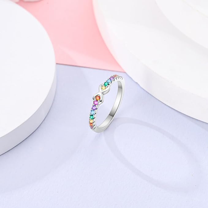 Bague Infini Multicolore Anneau Arc-en-Ciel Symbolique