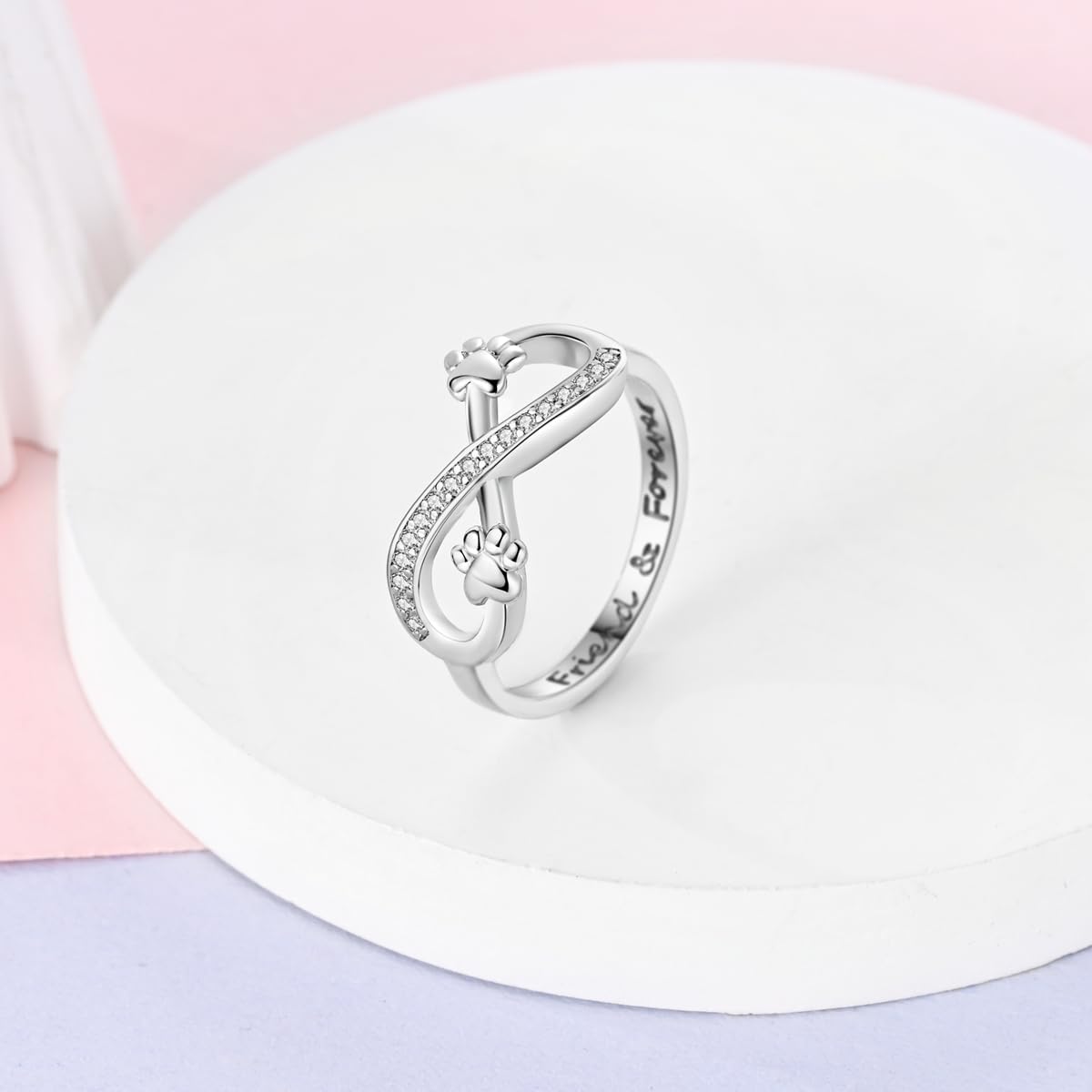 Bague Patte d'Amour Anneau Infini pour Amoureux des Animaux