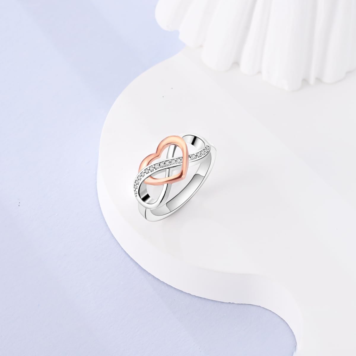 Bague Cœur Infini Argent 925 & Or Rose – Amour Éternel & Élégance Intemporelle