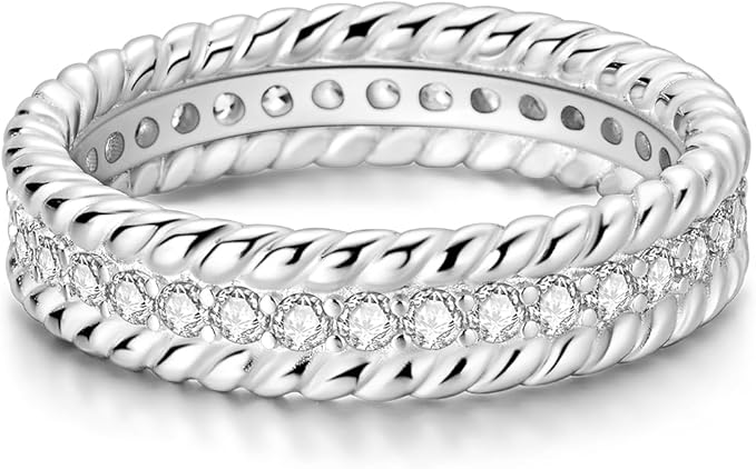 Bague Torsadée Anneau Élégant Pavé de Zirconium Étincelant