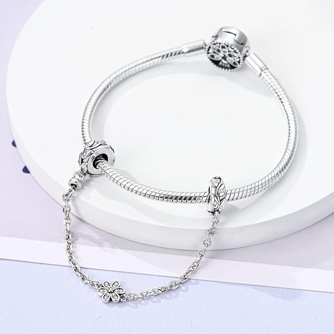 Chaîne de Sécurité Fleur Étincelante – Élégance Naturelle & Protection pour Bracelet