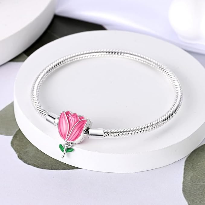Bracelet Tulipe Rose – Élégance & Douceur Florale