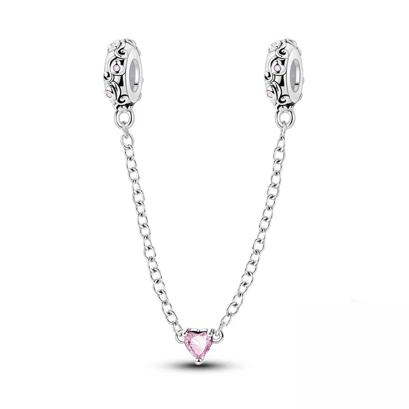 Chaîne de Sécurité Cœur Rose – Douceur & Élégance pour Bracelet