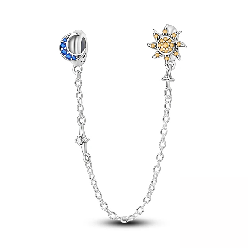 Chaîne de Sécurité Soleil & Lune – Harmonie, Protection & Éclat Céleste