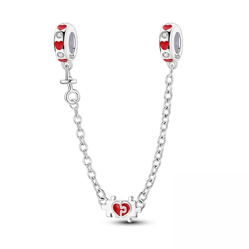 Chaîne de Sécurité Cœur Puzzle Rouge