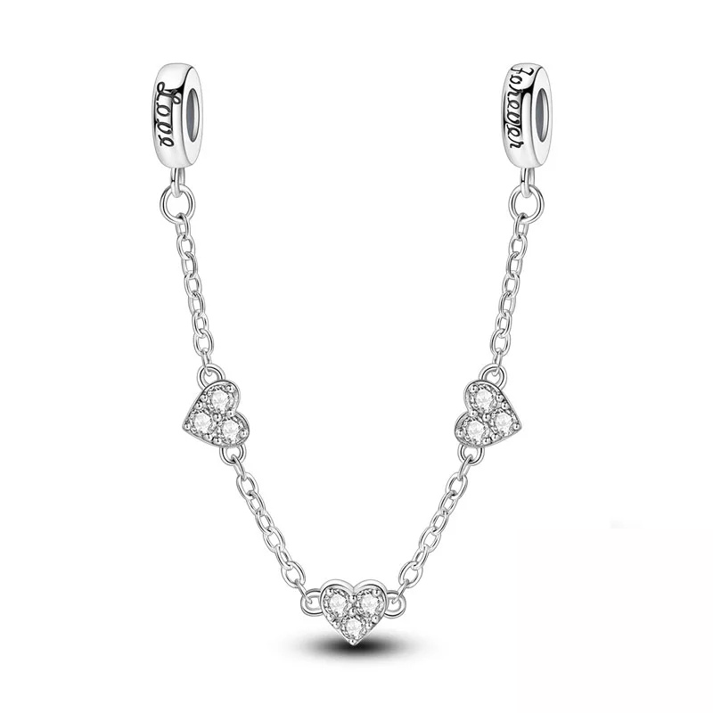 Chaîne de Sécurité Cœurs Pavés – Élégance Romantique & Protection pour Bracelet