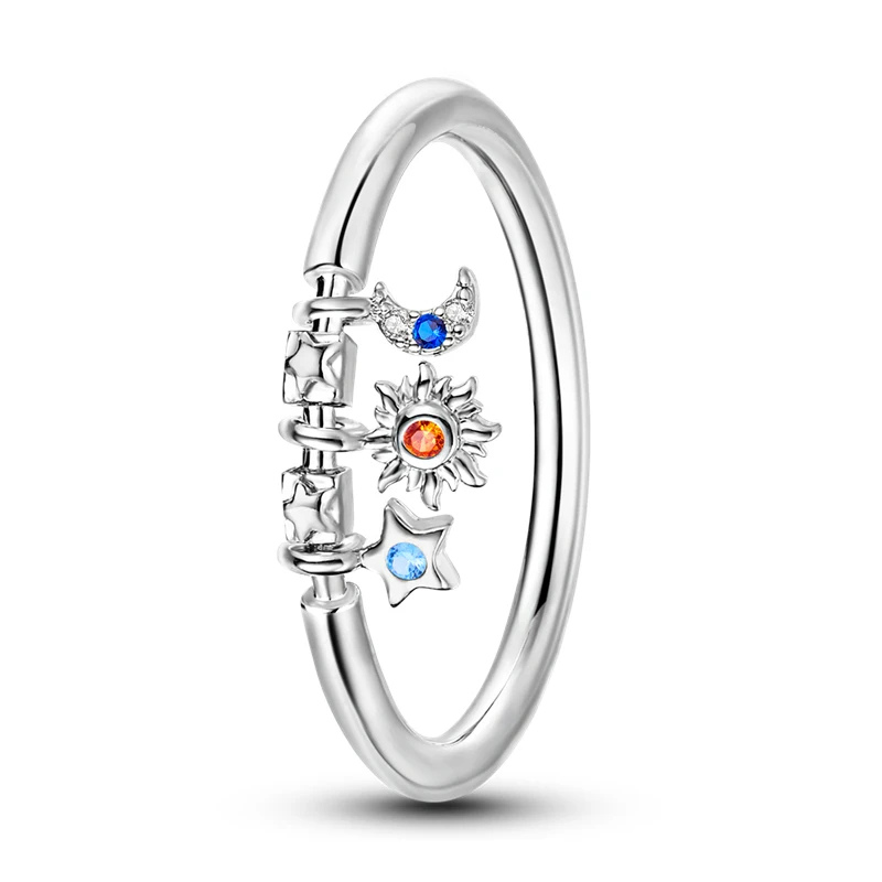 Bague Astres Anneau Soleil et Lune avec Pierres Scintillantes