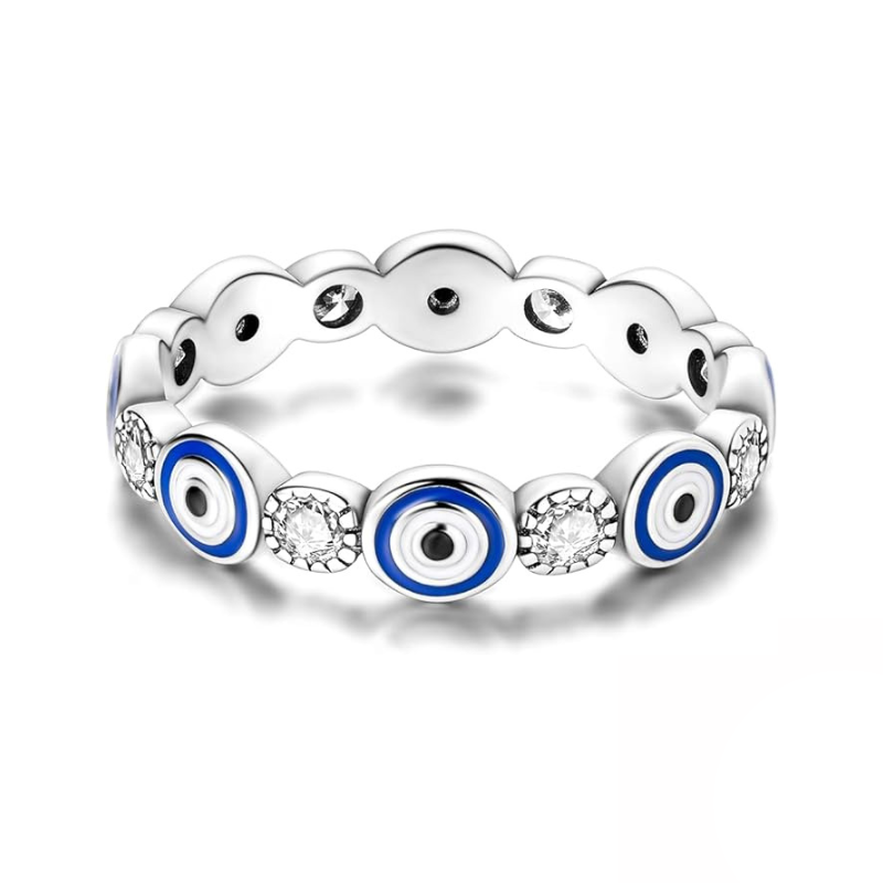 Bague Œil Bleu Protecteur avec Zircons