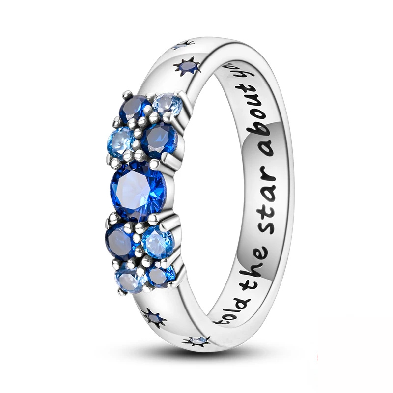 Bague Constellation Saphirs Bleus Anneau Astral Étincelant