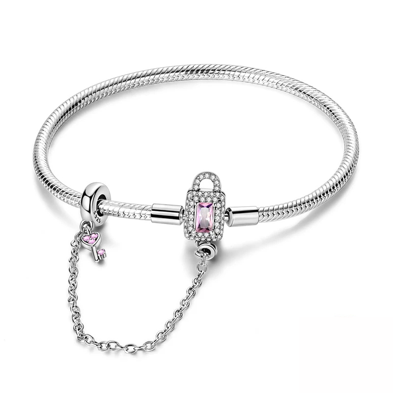 Bracelet Cadenas & Clé Rose avec Chaînette – Amour, Protection & Élégance