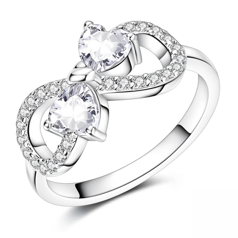 Bague Infini Deux Cœurs Amour Éternel & Zirconium Étincelant