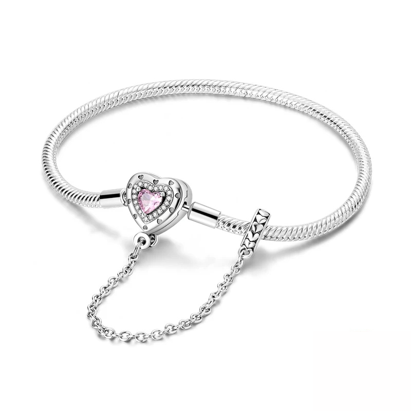 Bracelet Cœur Rose avec Chaînette – Amour, Tendresse & Élégance