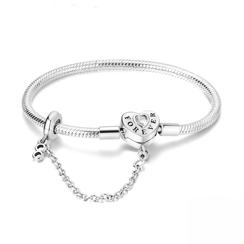 Bracelet Cœur “Forever” avec Chaînette – Amour Éternel & Élégance