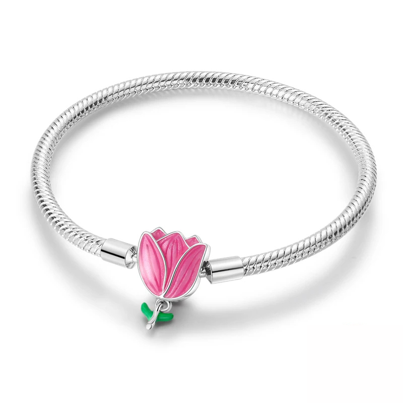 Bracelet Tulipe Rose – Élégance & Douceur Florale