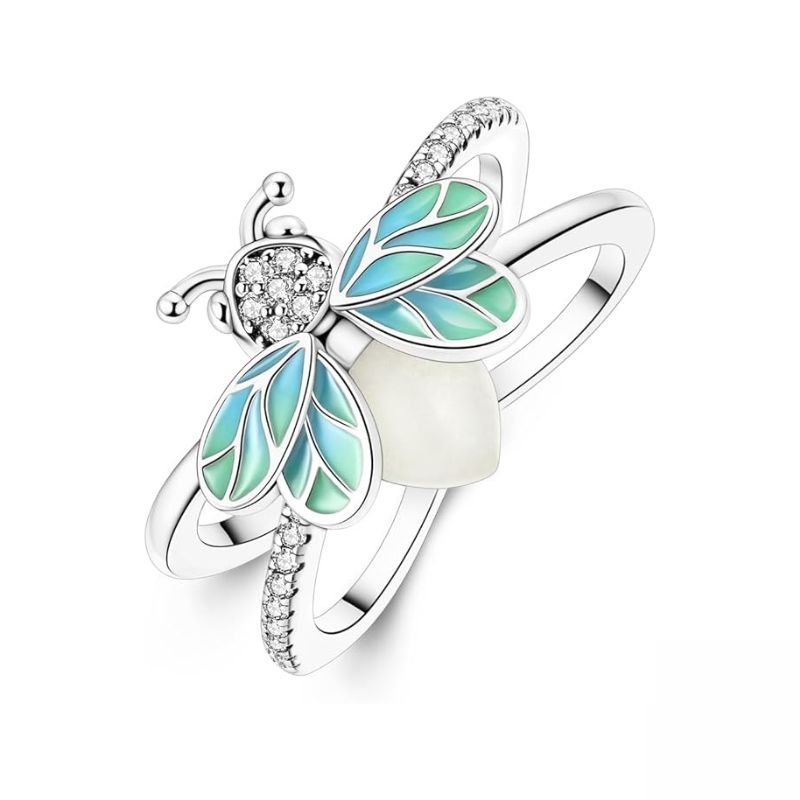 Bague Aile Enchantée avec Émail Coloré et Zircons