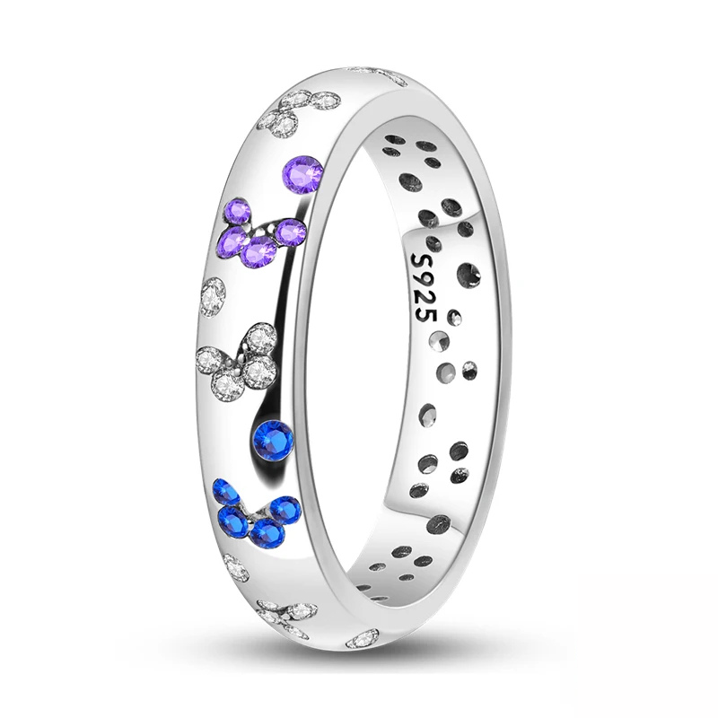 Bague Papillons Anneau Étincelant Bleu & Violet Féminin