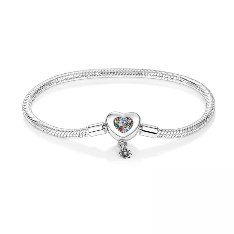Bracelet Cœur Cristaux Multicolores – Féminin & Étincelant