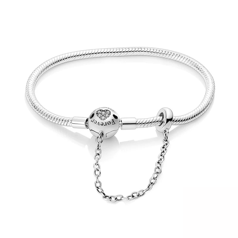 Bracelet “Forever Love” avec Chaîne de Sécurité – Cadeau Romantique
