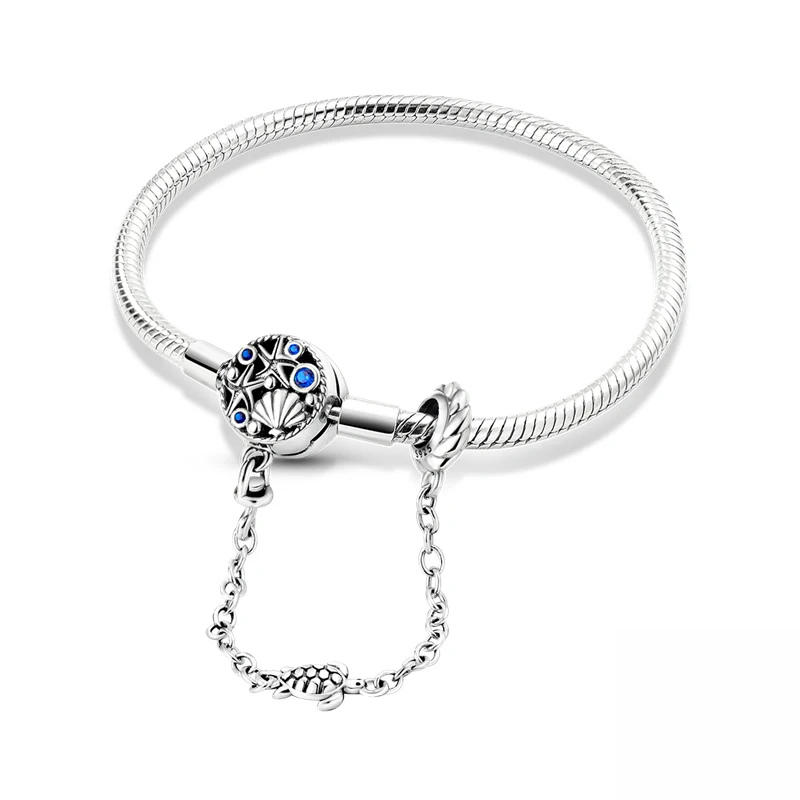 Bracelet “Océan Éternel” avec Chaîne de Sécurité – Coquillage & Étoile de Mer