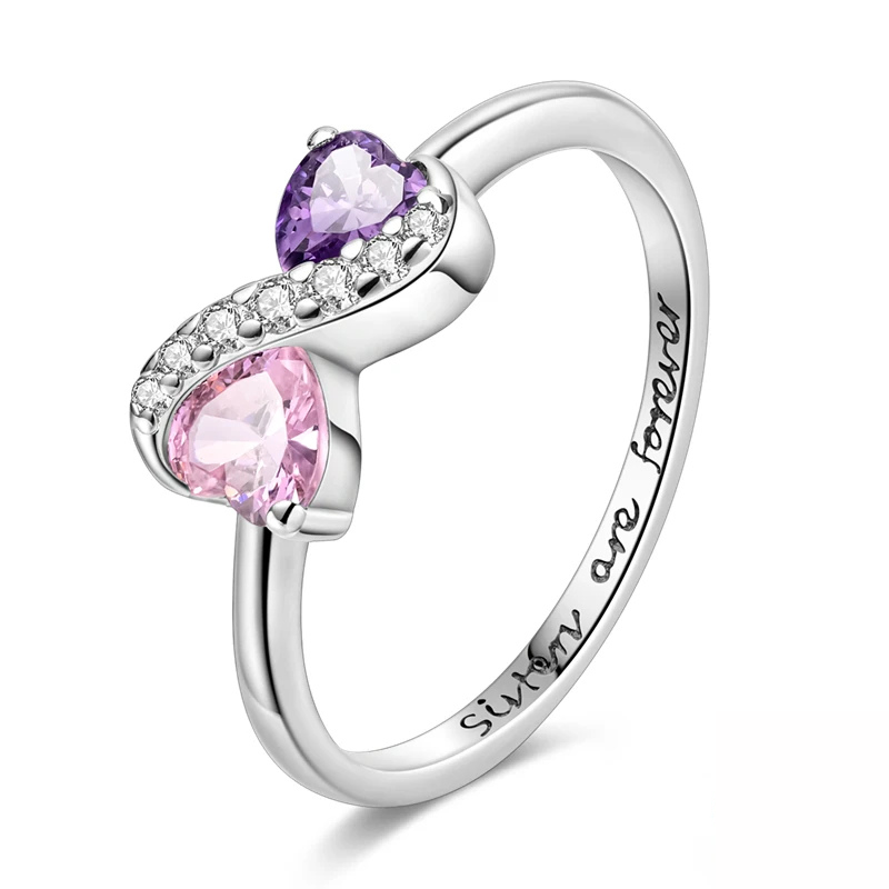 Bague Amour & Connexion avec Pierres Roses et Violettes