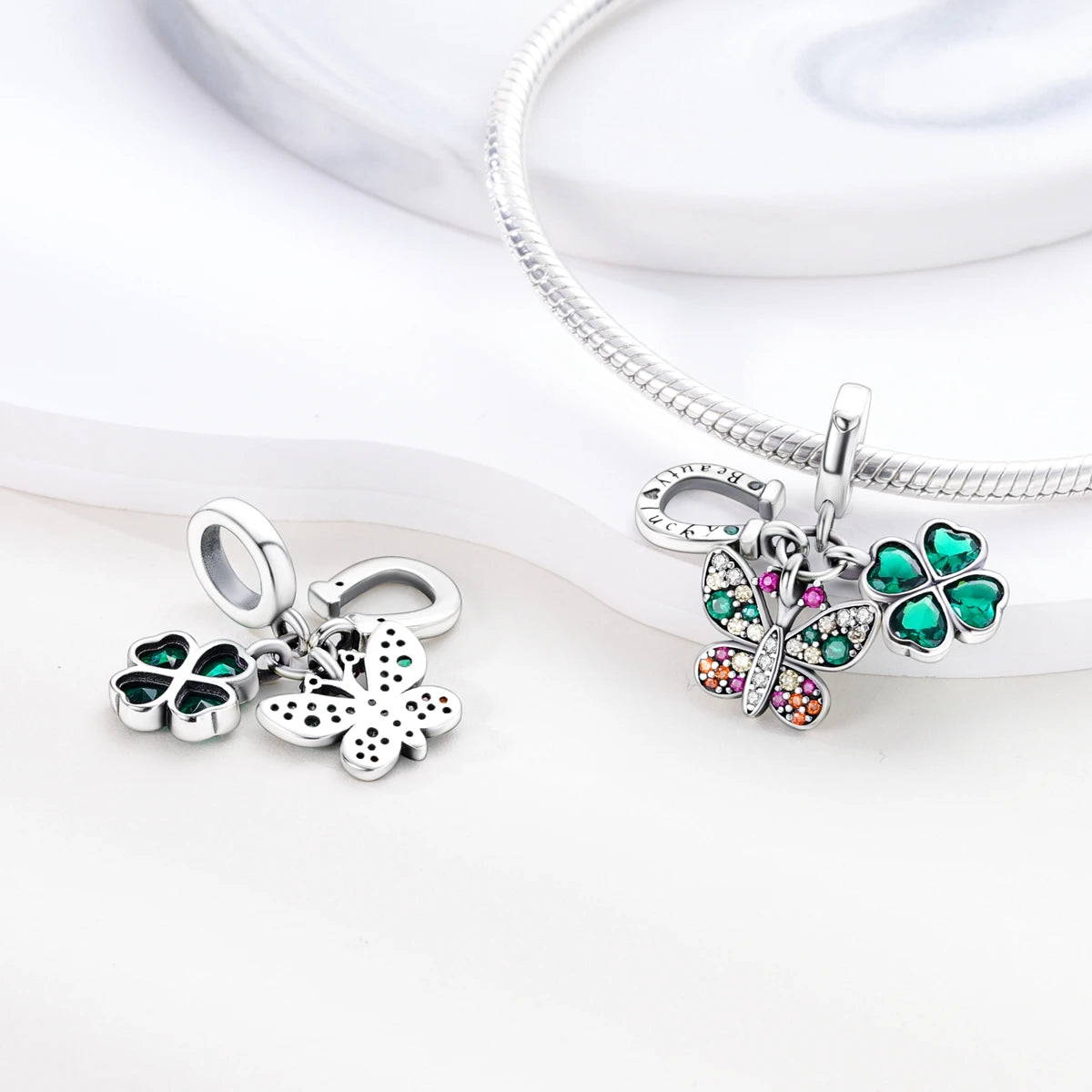 Charm Chance & Papillon – Multicolore | Trèfle, Fer à Cheval & Papillon