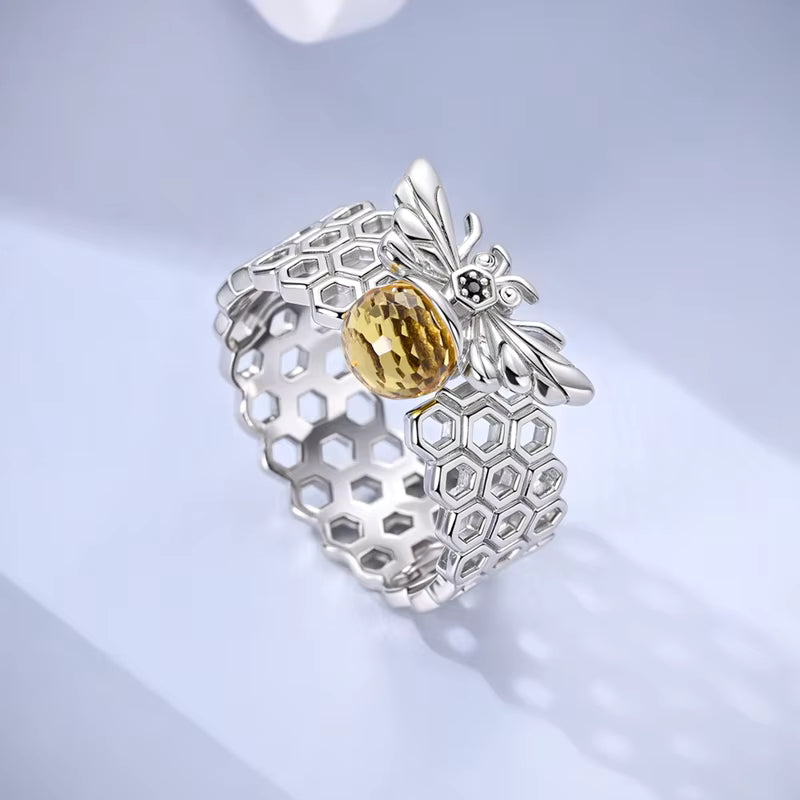 Bague Abeille & Rayons de Miel Anneau Nature & Énergie Positive