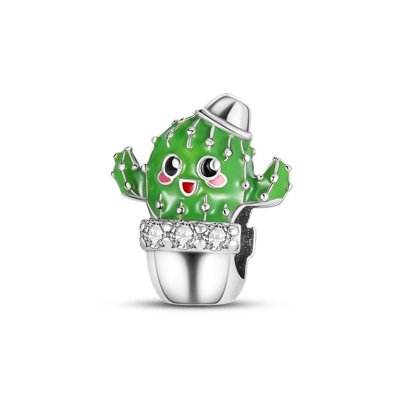 Charm Cactus Sourire – Émaillé Vert | Symbole de Résilience & Bonne Humeur