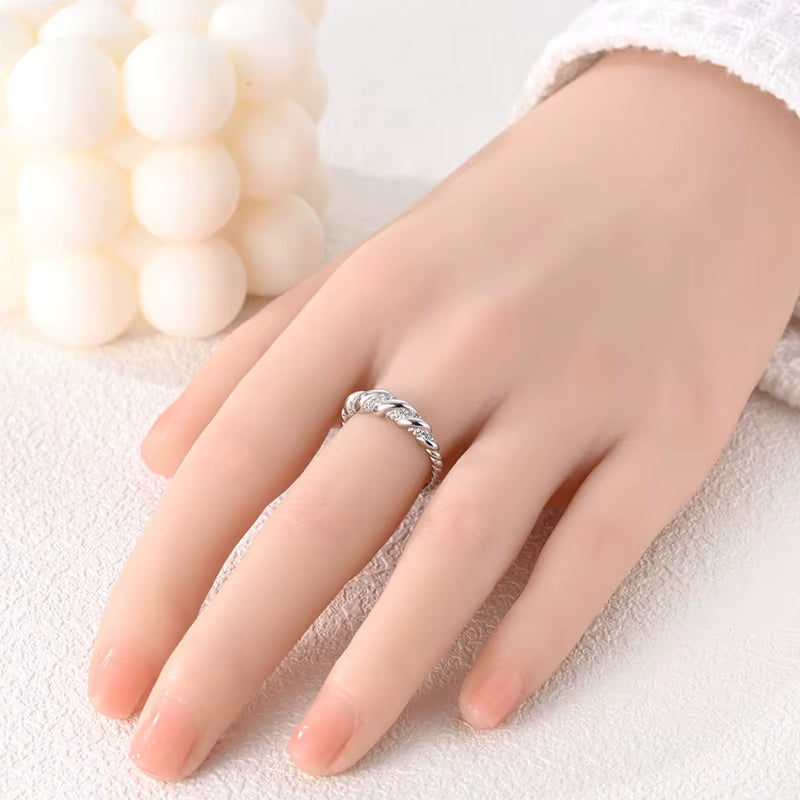Bague Tressée Éclat Anneau Twist avec Zircons Brillants