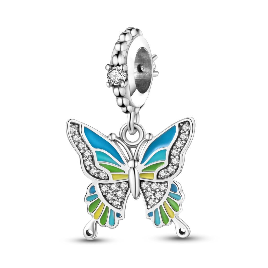 Charm Papillon Bleu & Vert – Émaillé | Symbole de Transformation & Liberté