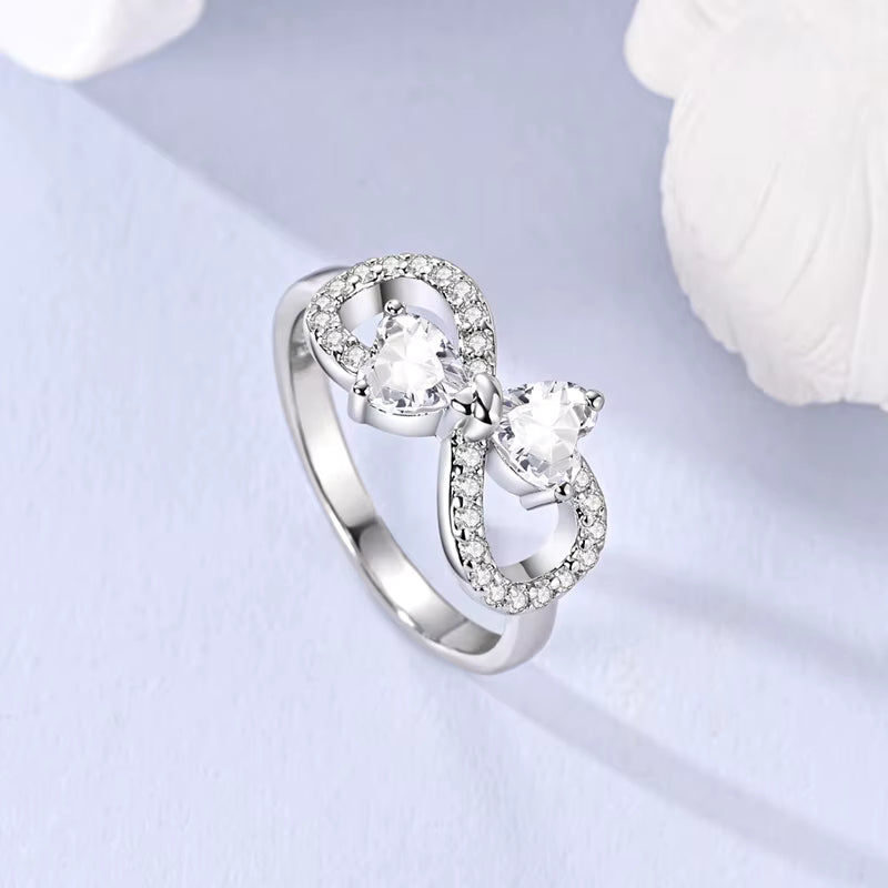 Bague Infini Deux Cœurs Amour Éternel & Zirconium Étincelant