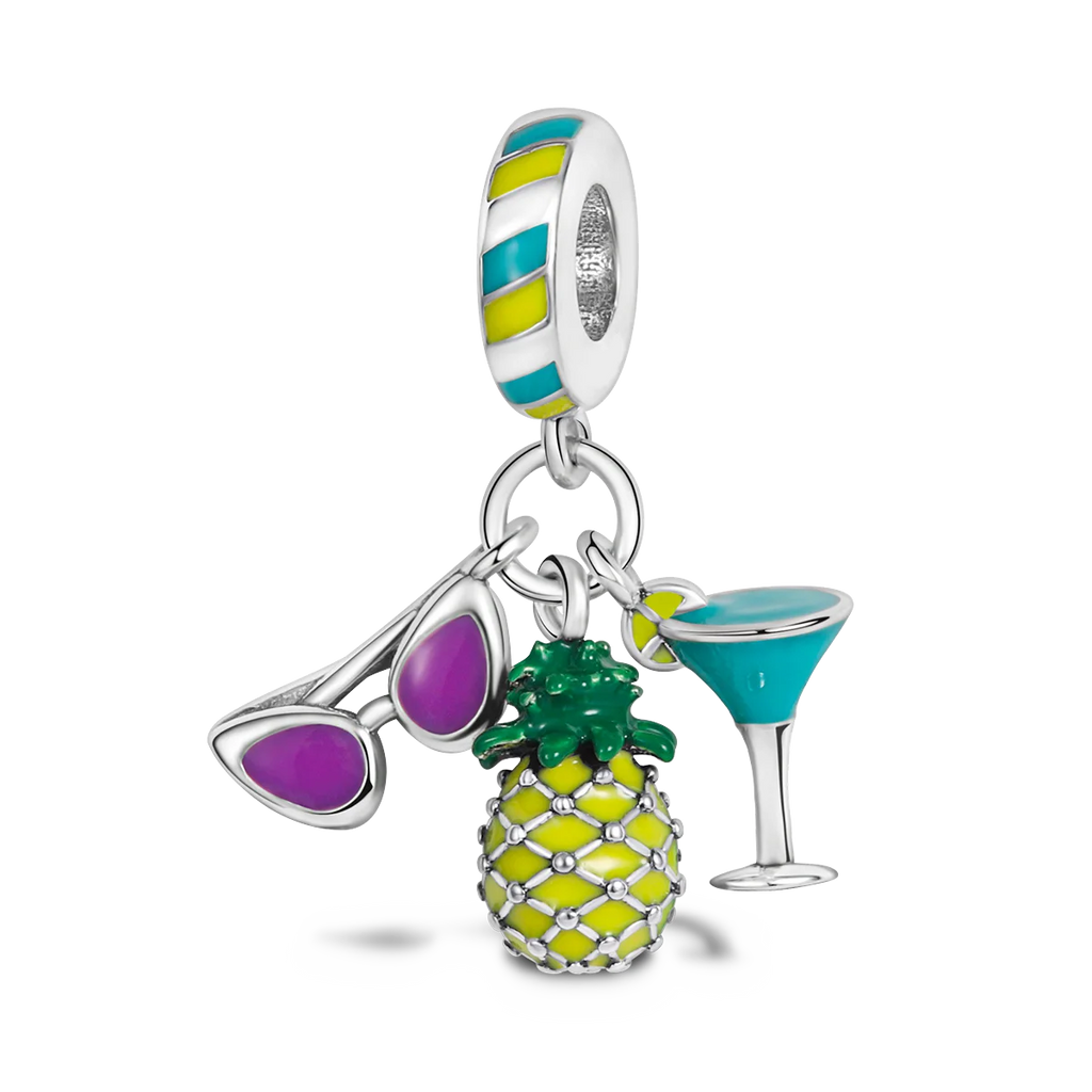 Charm Tropical – Émaillé | Cocktail, Ananas & Lunettes | Esprit Vacances