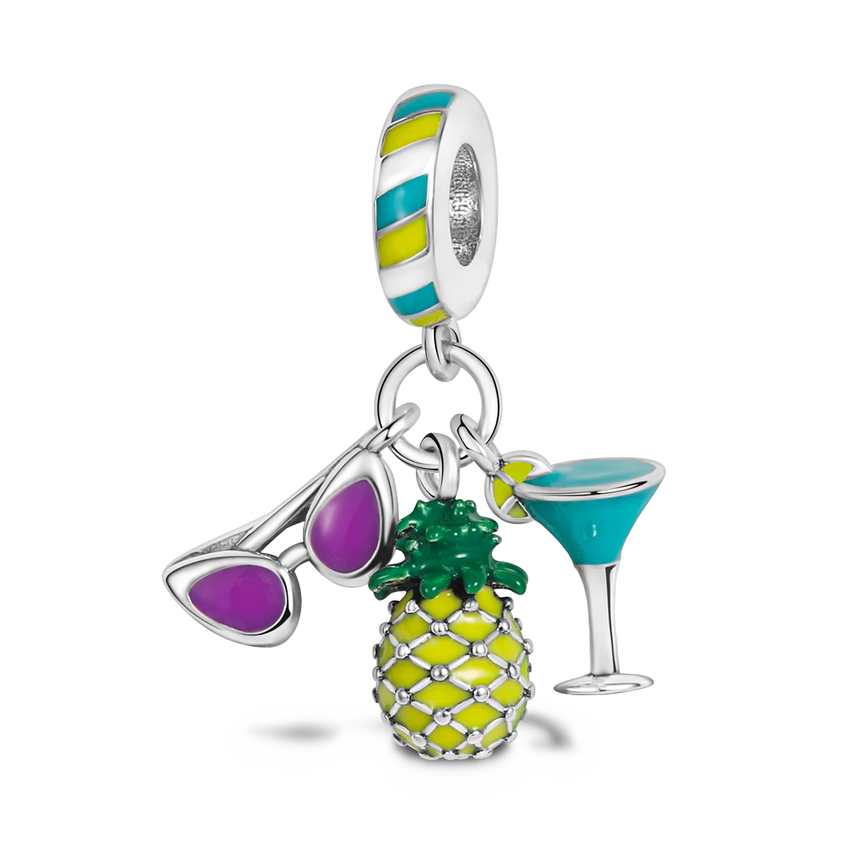 Charm Tropical – Émaillé | Cocktail, Ananas & Lunettes | Esprit Vacances