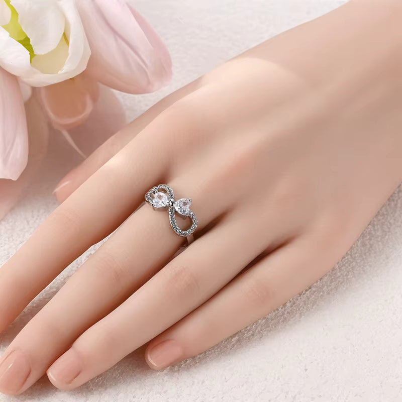 Bague Infini Deux Cœurs Amour Éternel & Zirconium Étincelant