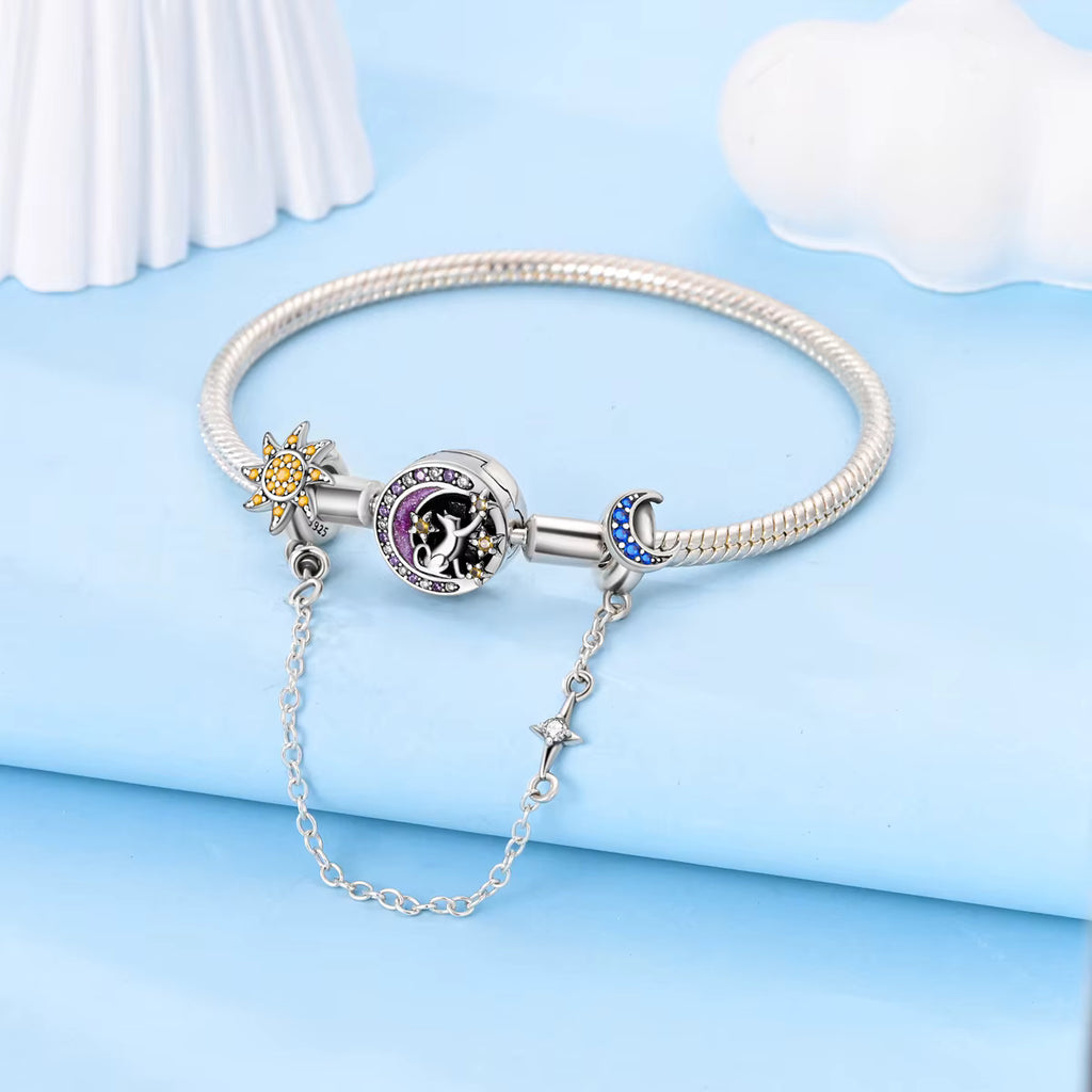 Chaîne de Sécurité Soleil & Lune – Harmonie, Protection & Éclat Céleste