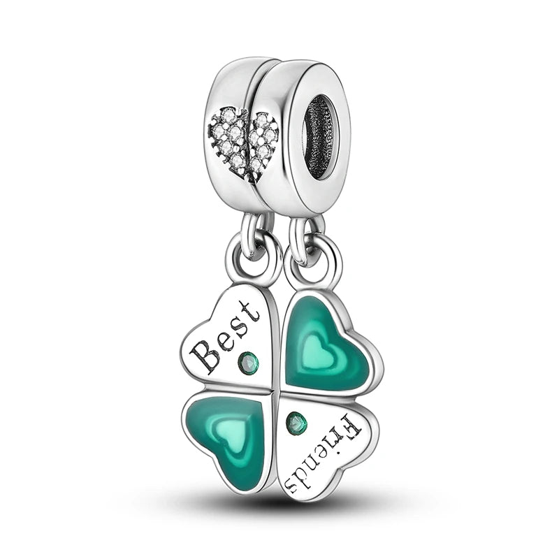 Charm Best Friends Trèfle Vert – Symbole d’Amitié & de Chance