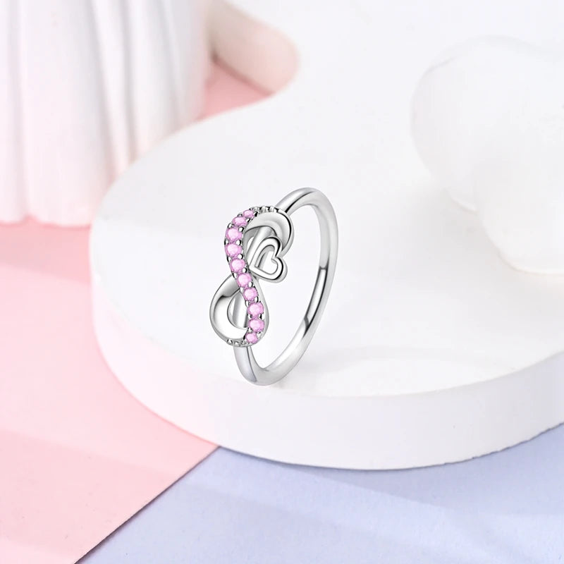 Bague Infini Cœur Rose Amour Éternel & Élégance Féminine