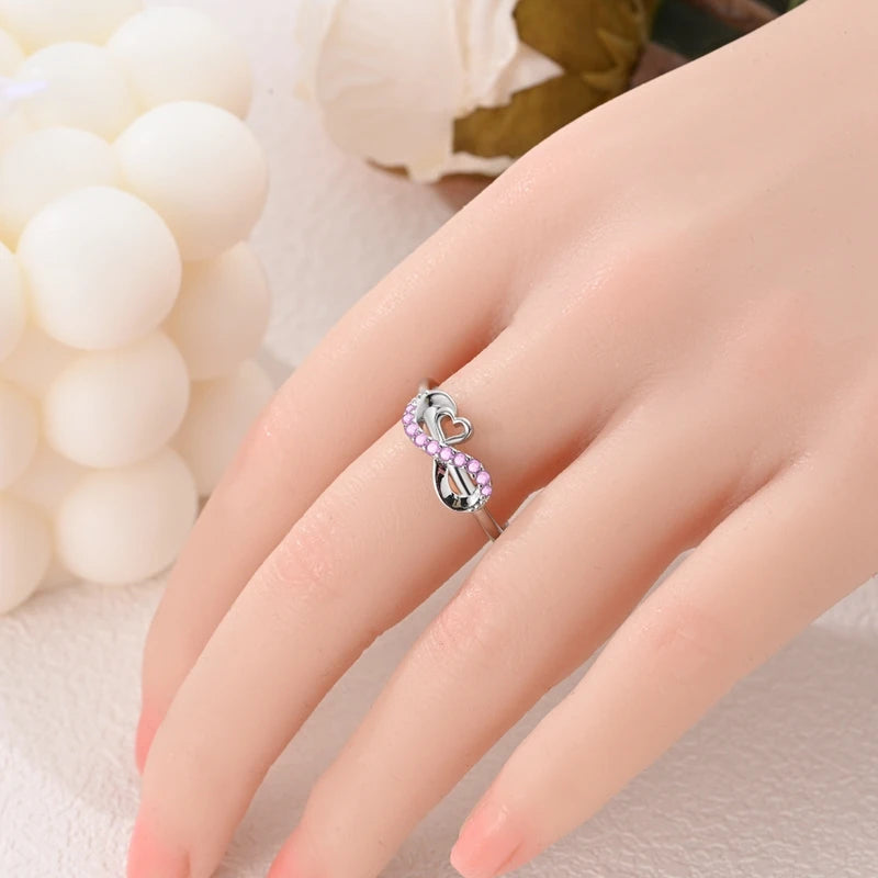 Bague Infini Cœur Rose Amour Éternel & Élégance Féminine