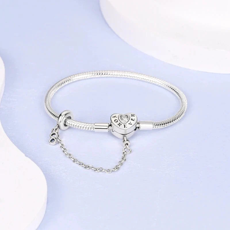Bracelet Cœur “Forever” avec Chaînette – Amour Éternel & Élégance