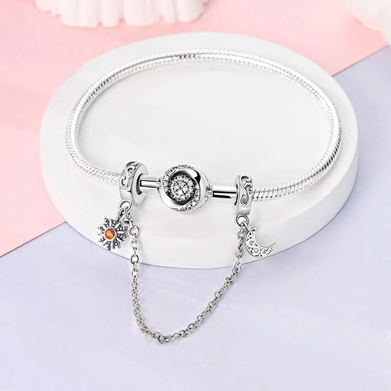 Chaîne de Sécurité Soleil & Lune Celtique – Protection & Harmonie pour Bracelet